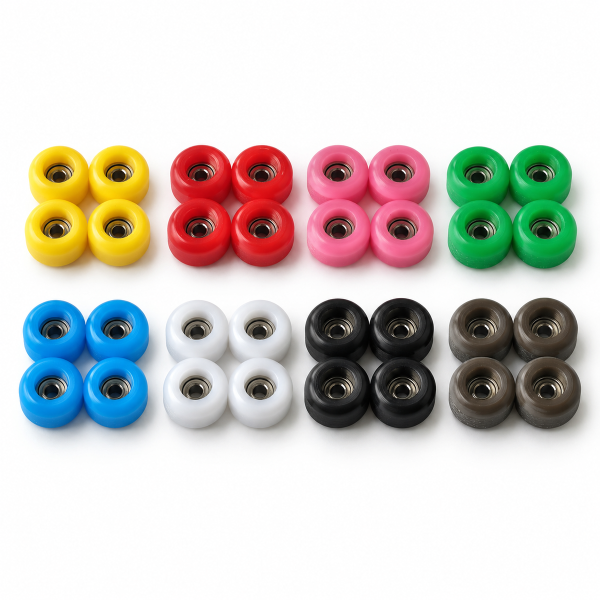 CNC fingerboard wheels with bearings in eight colours