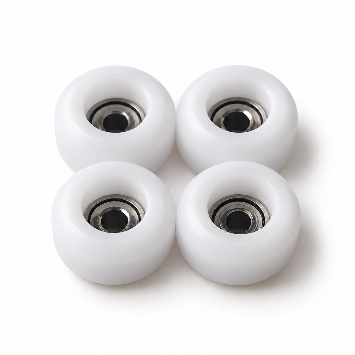 CNC Fingerboard Wheels with Bearings, White